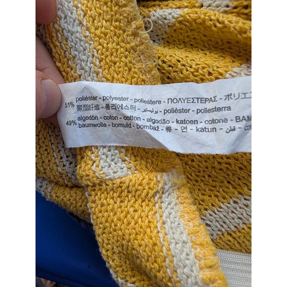 ZARA Womens yellow Striped High Waist Rustic Knit Wide Leg Trousers Size Large - Picture 5 of 7
